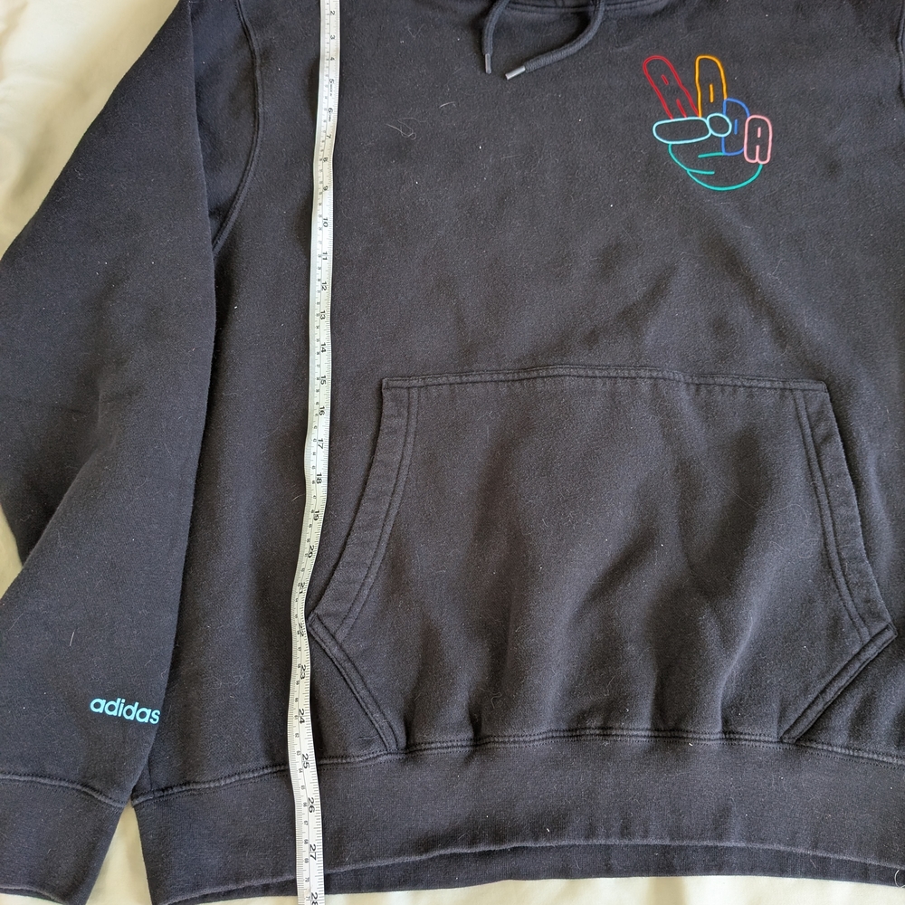 Adidas Black Hoodie with Peace Sign Logo - Picture 4 of 5